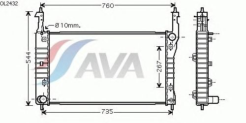 Радиатор, охлаждение двигателя AVA QUALITY COOLING OL2432