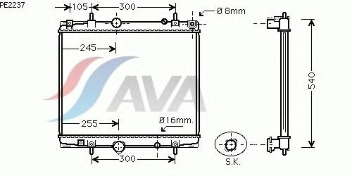 Радиатор, охлаждение двигателя AVA QUALITY COOLING PE2237