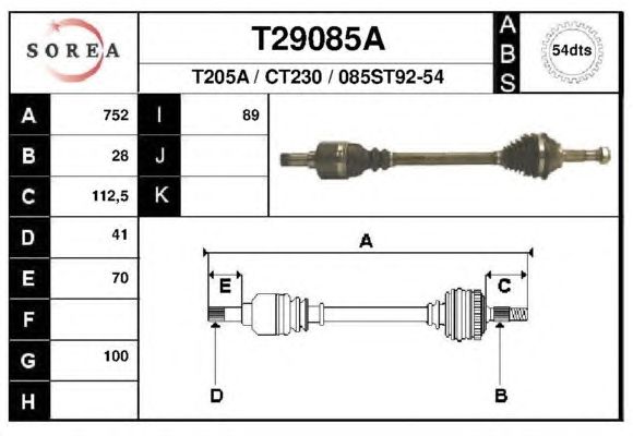 Приводной вал EAI T29085A