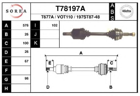 Приводной вал EAI T78197A