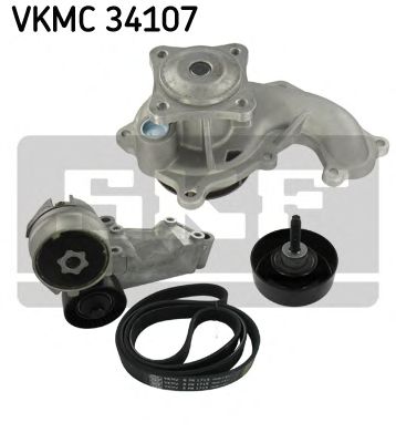 Водяной насос + комплект ручейковых ремней SKF VKMC 34107