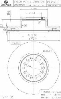 Тормозной диск BREMBO 09.A562.10