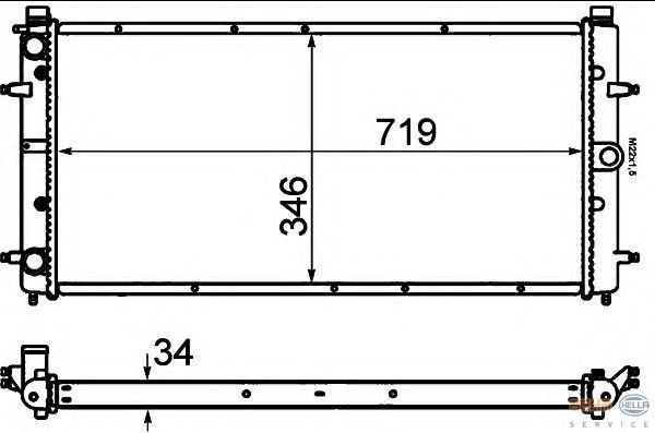 Радиатор, охлаждение двигателя HELLA 8MK 376 714-481