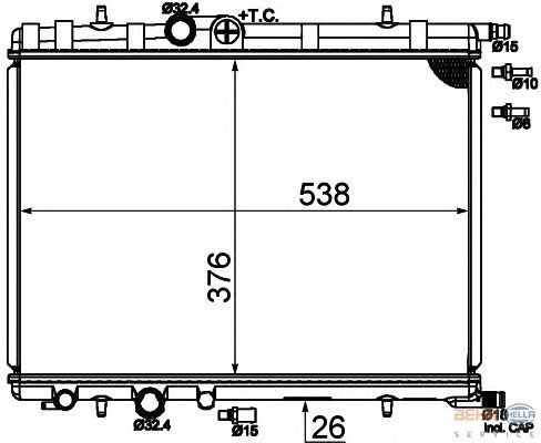 Радиатор, охлаждение двигателя HELLA 8MK 376 718-054 BEHR HELLA SERVICE Version ALTERNATIVE
