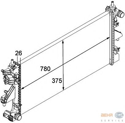Радиатор, охлаждение двигателя HELLA 8MK 376 745-021
