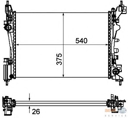 Радиатор, охлаждение двигателя HELLA 8MK 376 754-571