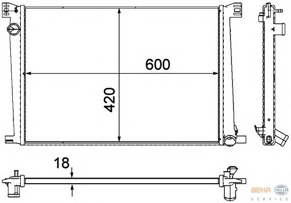 Радиатор, охлаждение двигателя HELLA 8MK 376 754-591