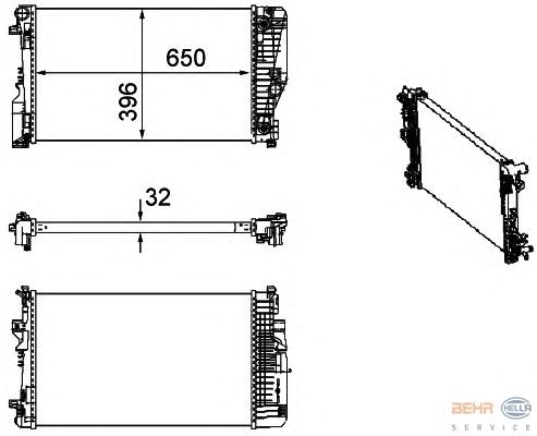 Радиатор, охлаждение двигателя HELLA 8MK 376 756-131