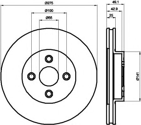 Тормозной диск HELLA 8DD 355 110-451 PRO