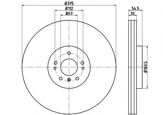 Тормозной диск HELLA 8DD 355 115-421 PRO