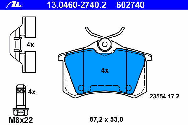 Тормозные колодки ATE 13.0460-2740.2