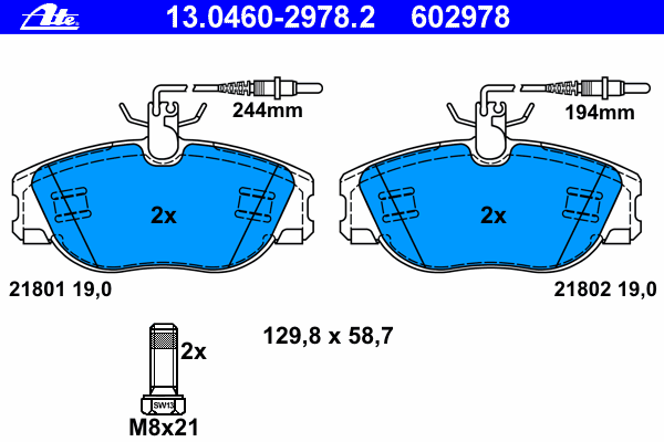 Тормозные колодки ATE 13.0460-2978.2