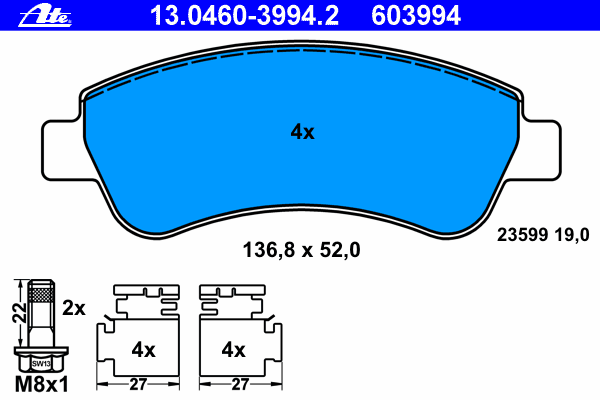 Тормозные колодки ATE 13.0460-3994.2