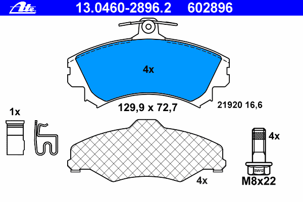 Тормозные колодки ATE 13.0460-2896.2