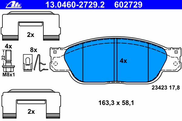Тормозные колодки ATE 13.0460-2729.2