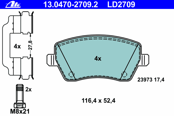 Тормозные колодки ATE 13.0470-2709.2 ATE Ceramic