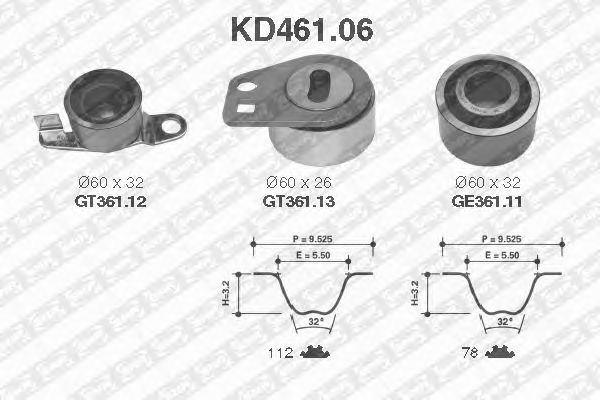 Комплект ременя ГРМ SNR KD461.06