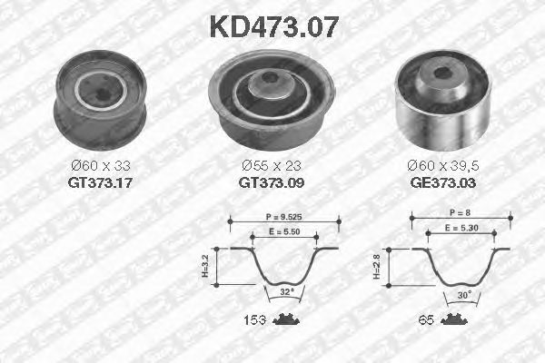 Комплект ременя ГРМ SNR KD473.07