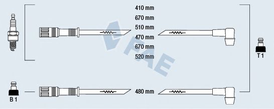Комплект высоковольтных проводов FAE 86020