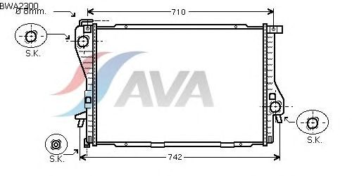 Радиатор, охлаждение двигателя AVA QUALITY COOLING BWA2300