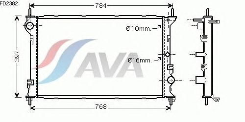 Радиатор, охлаждение двигателя AVA QUALITY COOLING FD2382