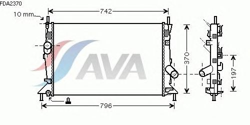 Радиатор, охлаждение двигателя AVA QUALITY COOLING FDA2370