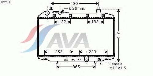 Радиатор, охлаждение двигателя AVA QUALITY COOLING HD2188