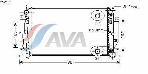 Радиатор, охлаждение двигателя AVA QUALITY COOLING MS2403