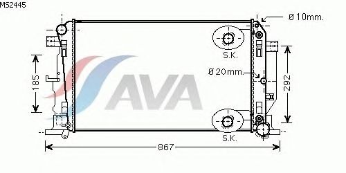 Радиатор, охлаждение двигателя AVA QUALITY COOLING MS2445