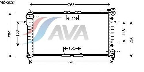 Радиатор, охлаждение двигателя AVA QUALITY COOLING MZA2037