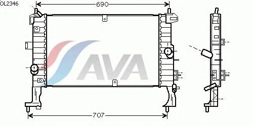 Радиатор, охлаждение двигателя AVA QUALITY COOLING OL2346