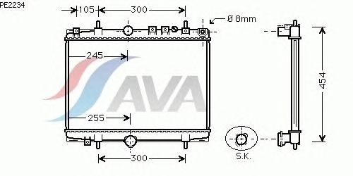 Радиатор, охлаждение двигателя AVA QUALITY COOLING PE2234