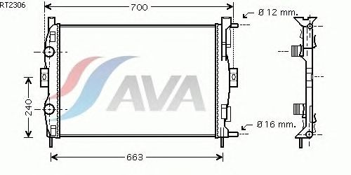 Радиатор, охлаждение двигателя AVA QUALITY COOLING RT2306