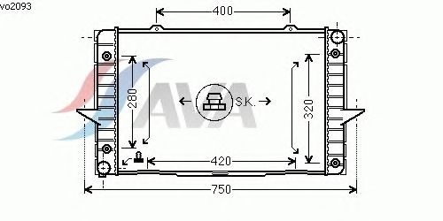 Радиатор, охлаждение двигателя AVA QUALITY COOLING VO2093
