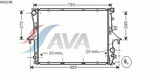 Радиатор, охлаждение двигателя AVA QUALITY COOLING VW2198