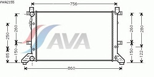 Радіатор, охолодження двигуна AVA QUALITY COOLING VWA2155