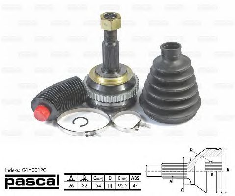 Комплект ШРУСов PASCAL G1Y001PC