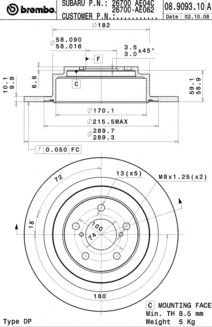 Тормозной диск BREMBO 08.9093.10