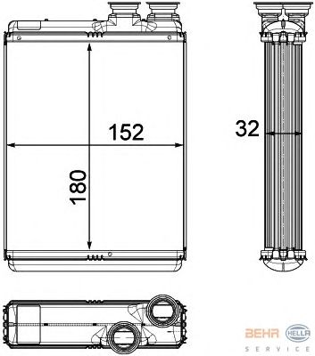 Радиатор отопителя HELLA 8FH 351 315-501
