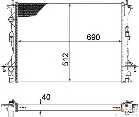 Радиатор, охлаждение двигателя HELLA 8MK 376 754-091