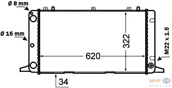 Радиатор, охлаждение двигателя HELLA 8MK 376 766-151