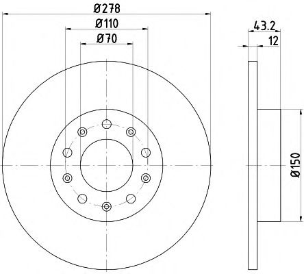 Тормозной диск HELLA 8DD 355 116-671 PRO