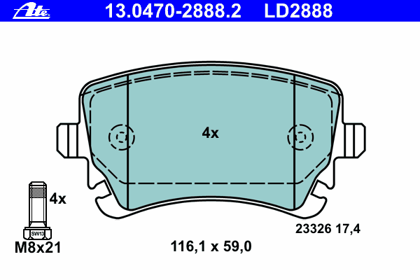 Тормозные колодки ATE 13.0470-2888.2 ATE Ceramic