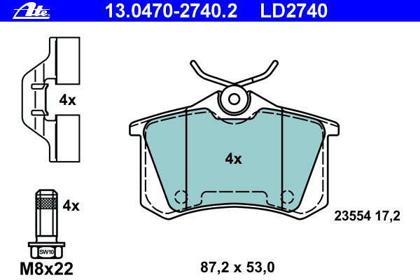 Тормозные колодки ATE 13.0470-2740.2 ATE Ceramic