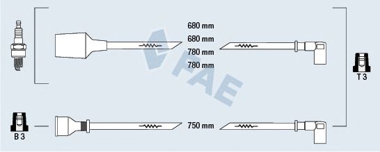 Комплект высоковольтных проводов FAE 83750