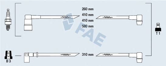Комплект высоковольтных проводов FAE 85470