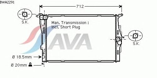 Радиатор, охлаждение двигателя AVA QUALITY COOLING BWA2291