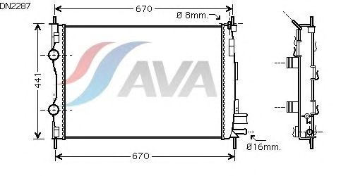 Радиатор, охлаждение двигателя AVA QUALITY COOLING DN2287