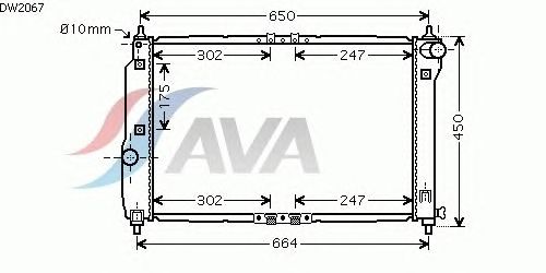 Радиатор, охлаждение двигателя AVA QUALITY COOLING DW2067