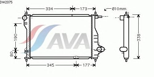 Радиатор, охлаждение двигателя AVA QUALITY COOLING DW2075